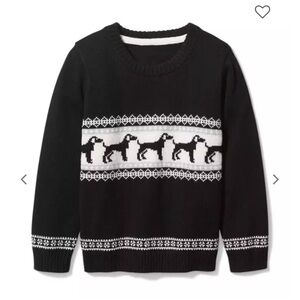 NWT Janie and Jack Boys Black Dog Crew Neck Sweater Size  12